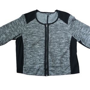 Eileen Fisher zip front cardigan with knit accents 1x